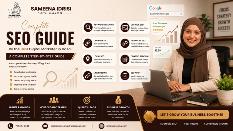 Sameena Idrisi | Complete SEO Guide by the Best Digital Marketer in Vasai.